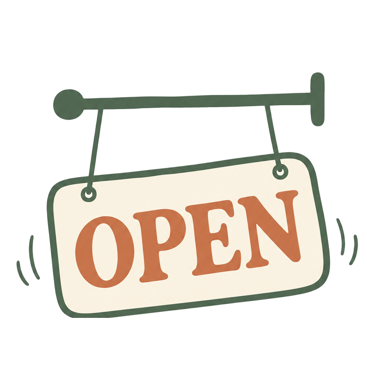 Open Sign Co logo: a swinging hanging sign that reads Open