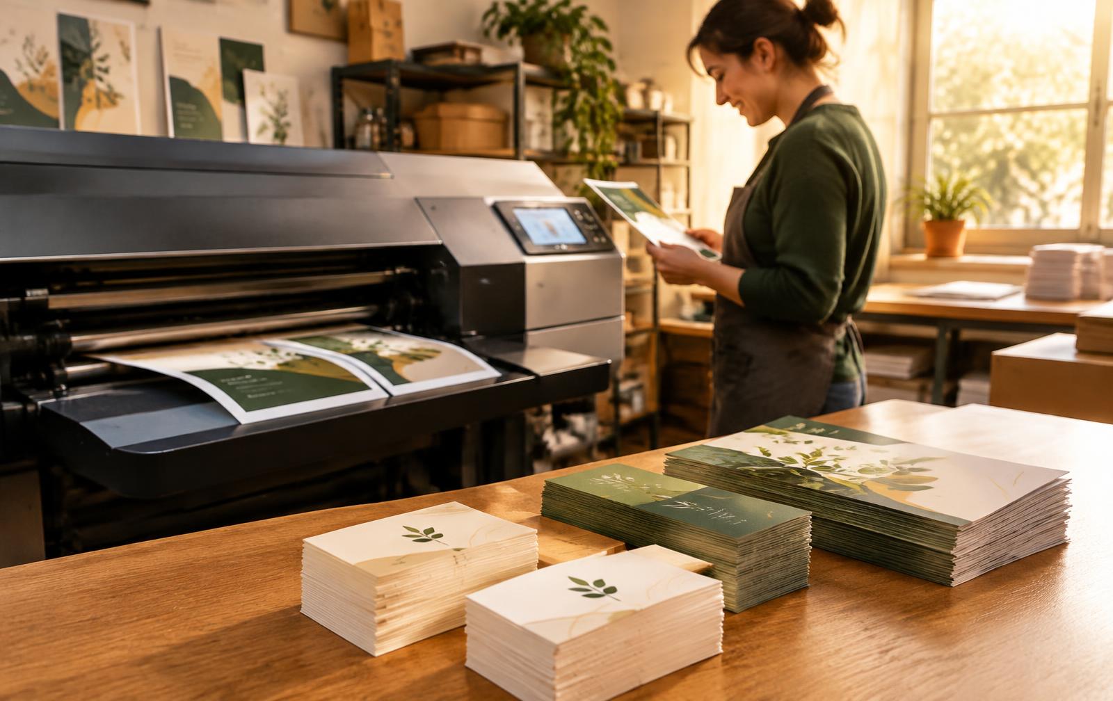 Business cards and flyers fresh off the printer